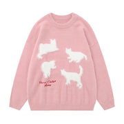 Sweet Cute Kitten Sweater For Women Winter Women's Clothing Loose Casual Sweater