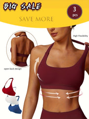 3-Pack Yoga Bras - Breathable & Seamless