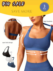 3-Pack Yoga Bras - Breathable & Seamless